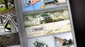 Ilustración de automóvil Nissan en movimiento