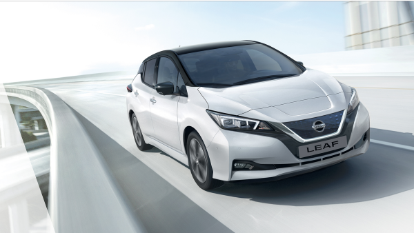Nissan leaf with man