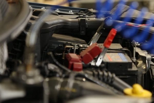 Nissan engine being MOT tested