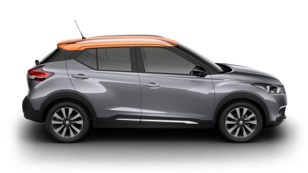 Սպիտակ Nissan Kicks-ի արտաքին տեսքը պրոֆիլից