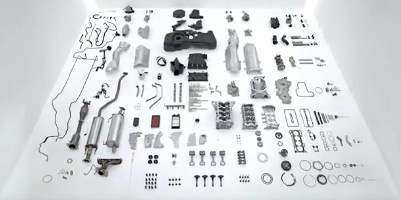 Nissan LEAF showing all the parts in a petrol vehicle