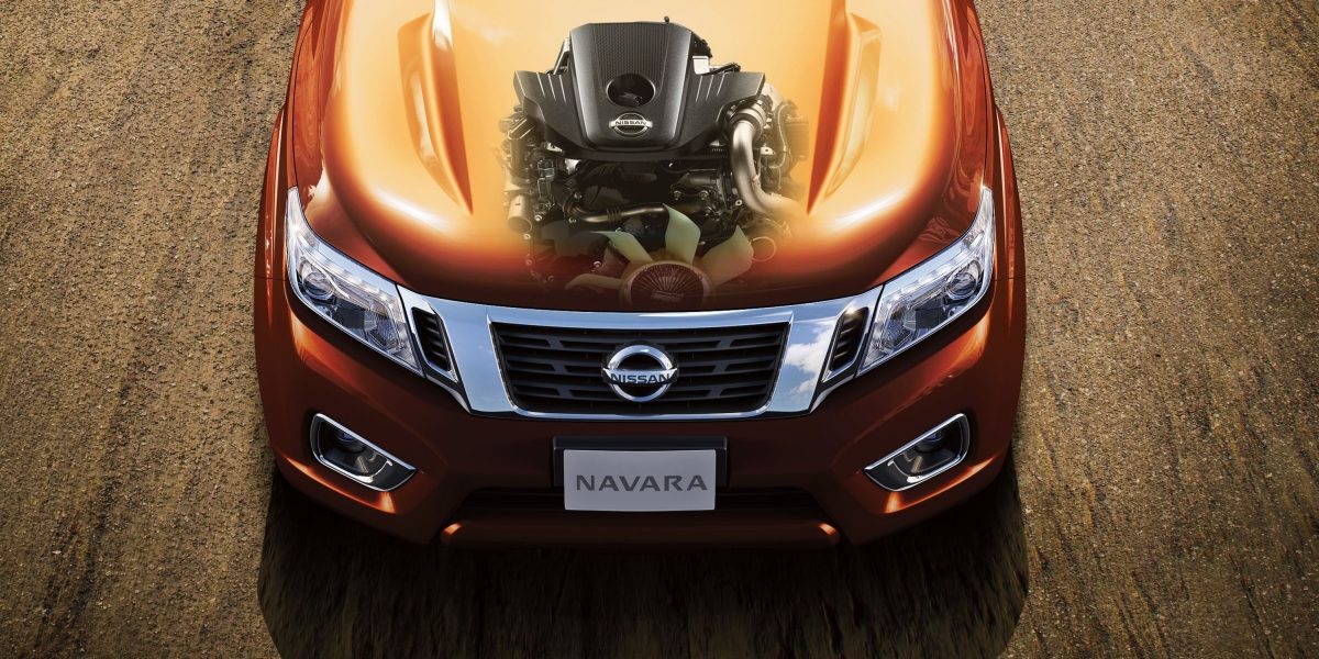 Nissan Navara engine illustrated on bonnet