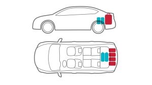 Animation of car with luggage in trunk