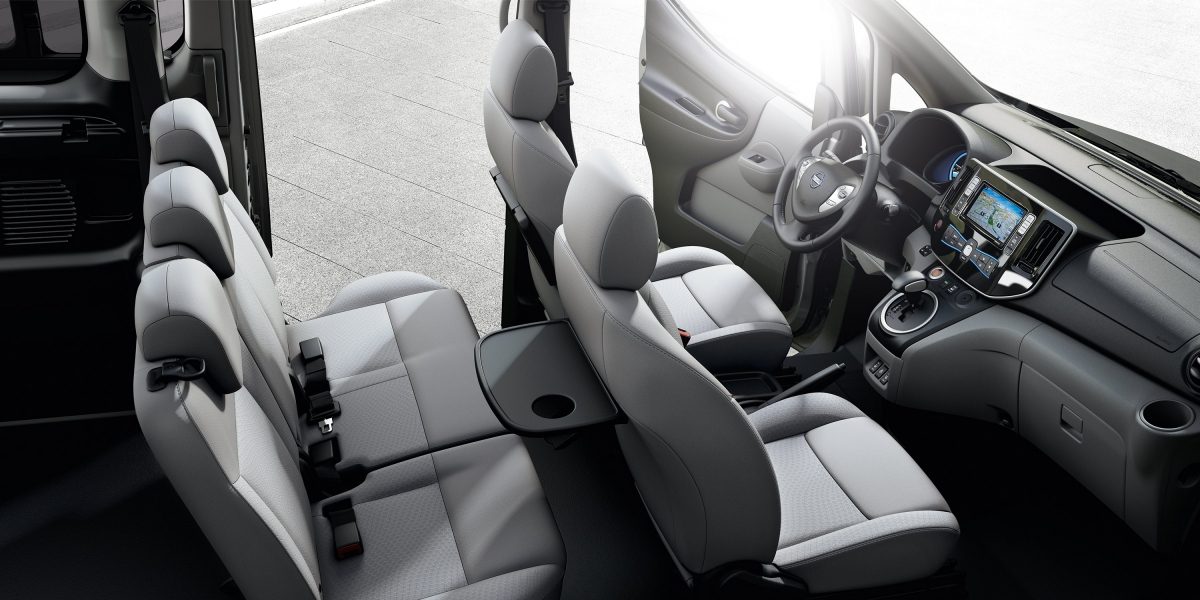 Pohľad na interiér nového Nissanu e-NV200 EVALIA