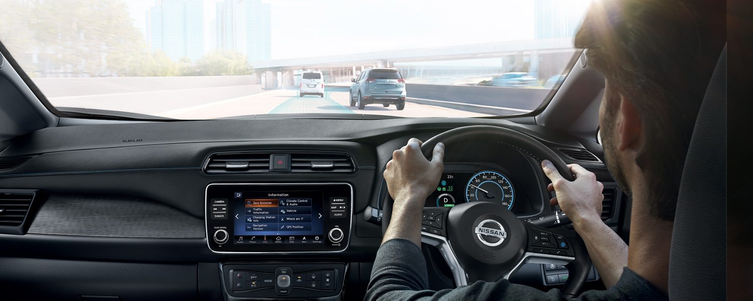 Nissan LEAF front interior view of the console