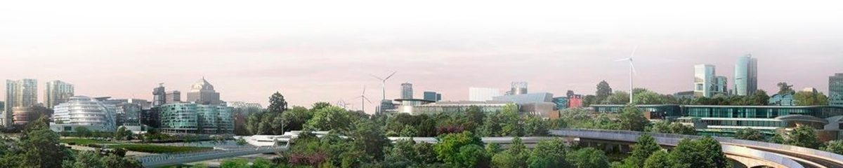 View of a futuristic environmentally-friendly city