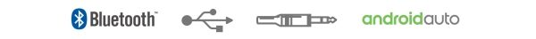 Logos Bluetooth®, USB, AUX et Google Play