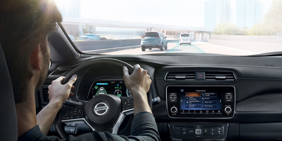 Nissan LEAF front interior view of the console