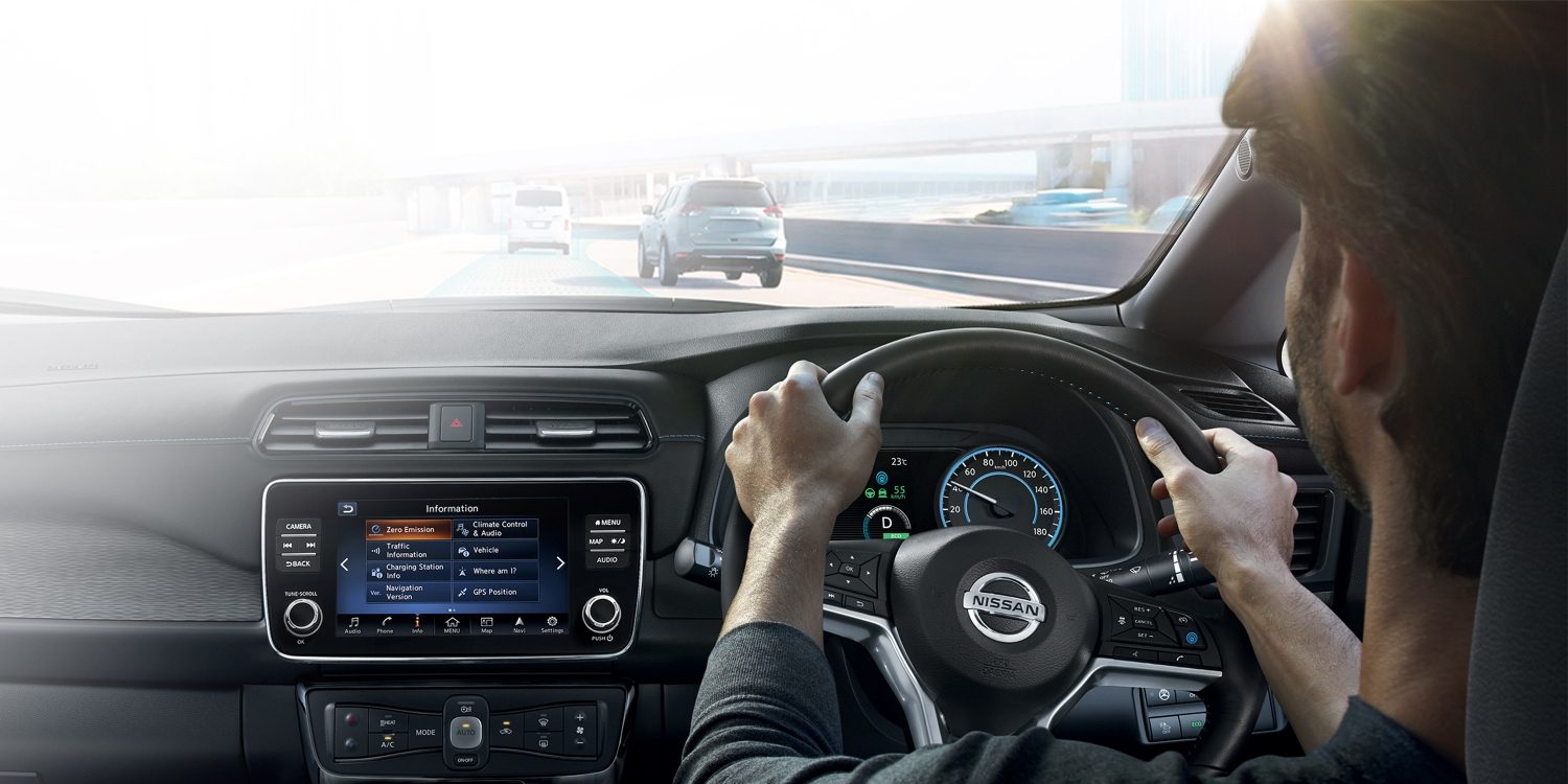 Nissan LEAF front interior view of the console