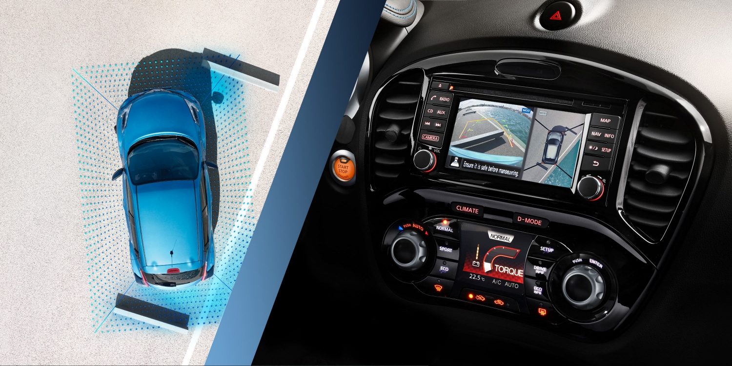 Камеры и экран интеллектуальной системы кругового обзора в Nissan JUKE 2018 года