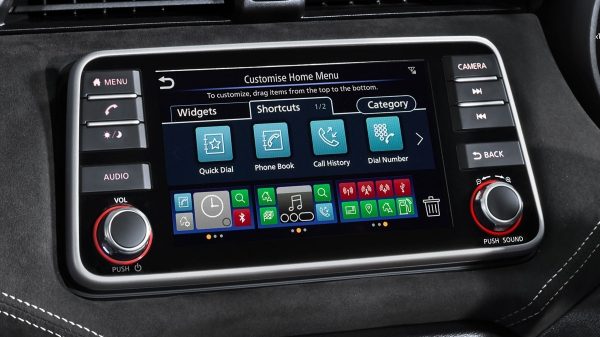 Photo of the NissanConnect multi-touch display screen from the Nissan Micra N-SPORT