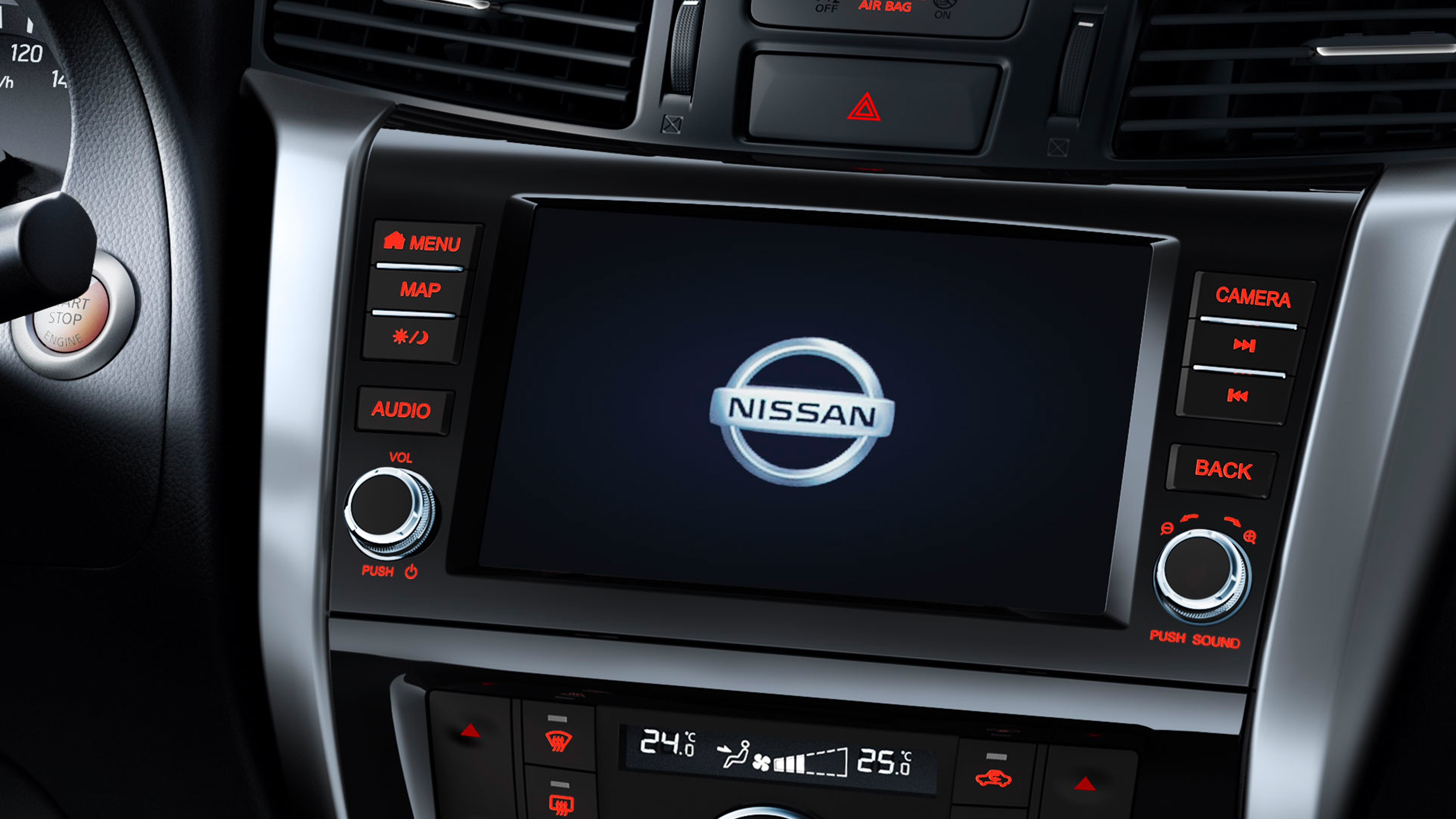 Nissan Navara – detailní záběr středové konzole