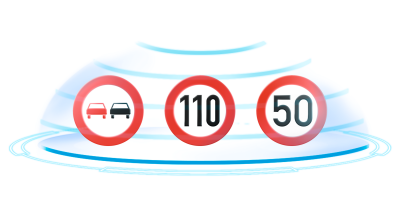 Illustrazione del sistema di riconoscimento segnaletica stradale di Nissan QASHQAI