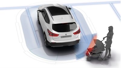Illustrazione del sistema intelligente di copertura angolo cieco di Nissan QASHQAI