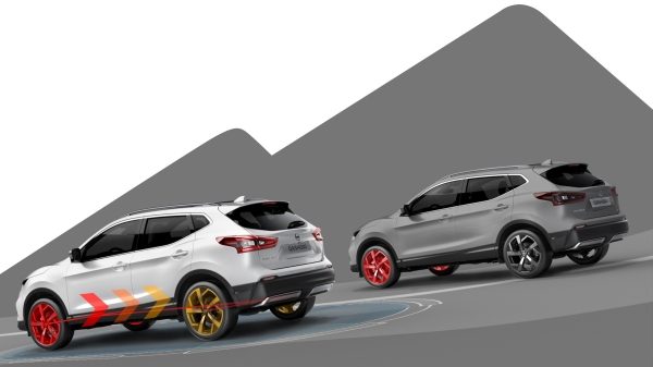 Illustration du dispositif intelligent 4x4 du crossover Nissan QASHQAI