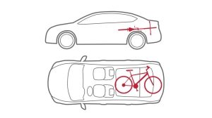 Animation of car with bike in trunk