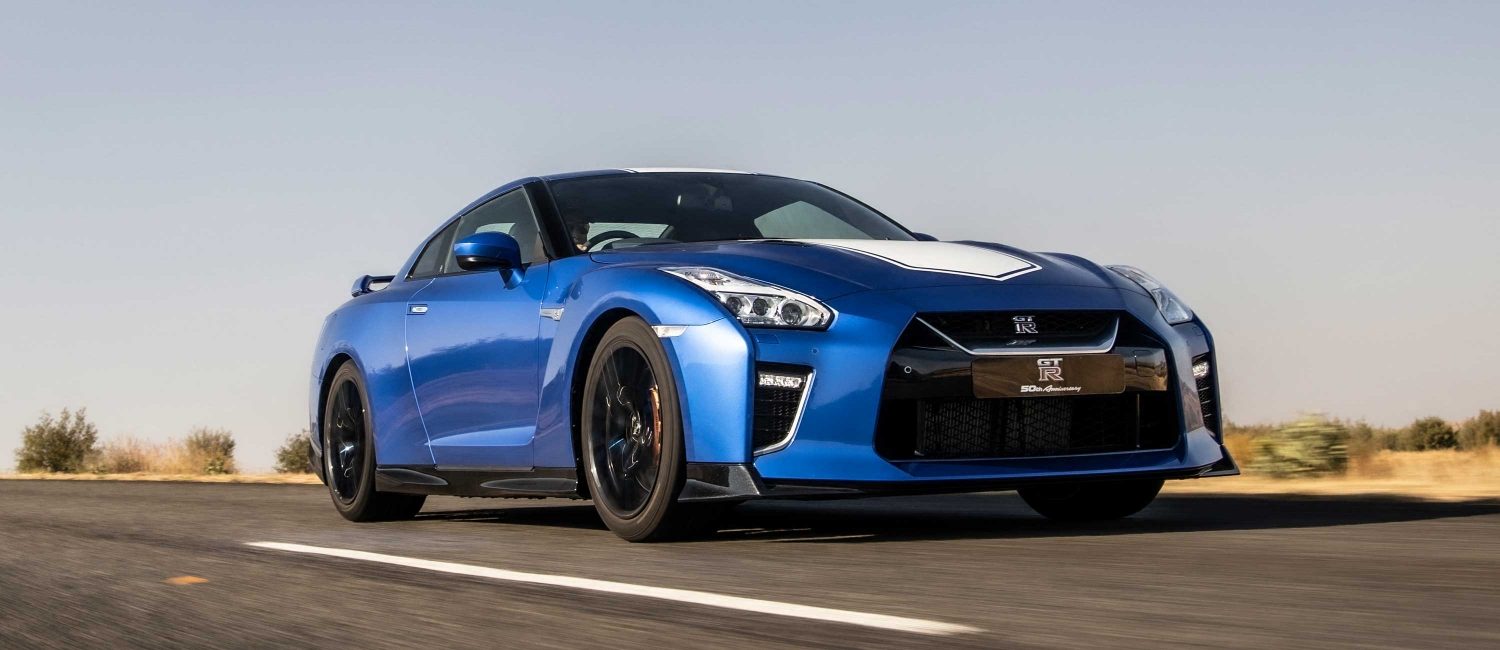 Nissan GT-R driving on local road