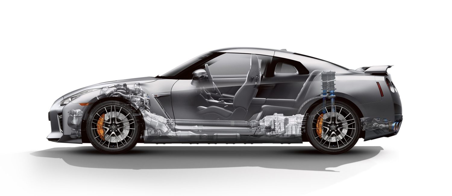 Nissan GT-R body cutaway illustration