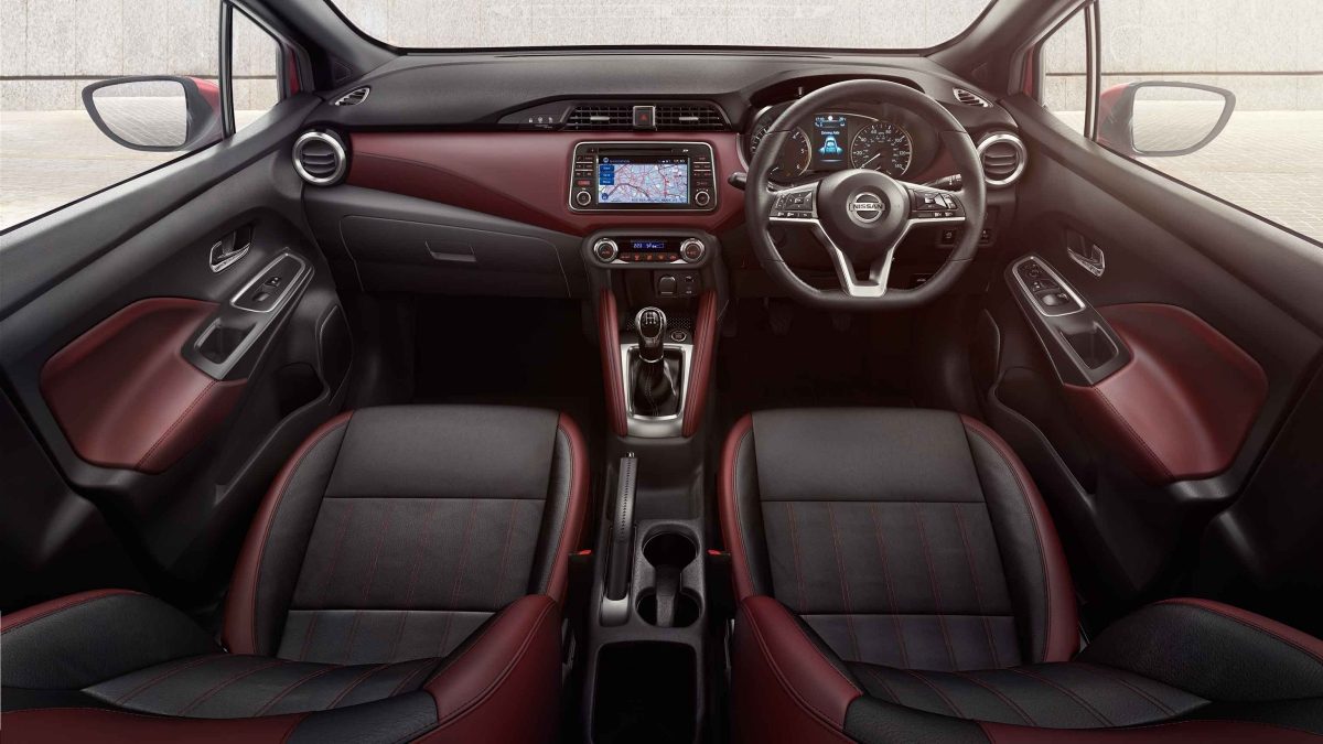 Nissan Micra Leather Black / Invigorating Red interior