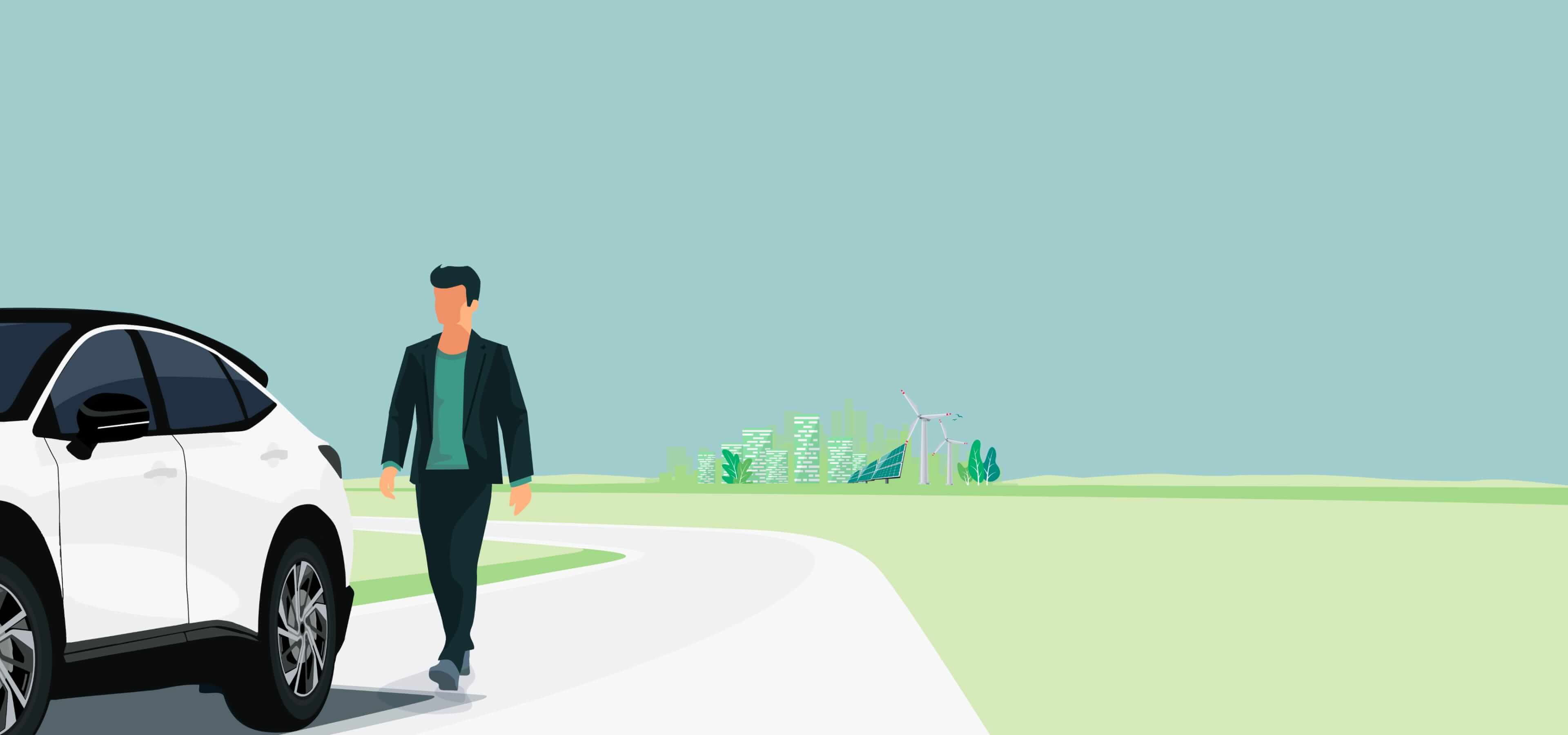 Energieeffizienteres Fahren – ein Mann geht