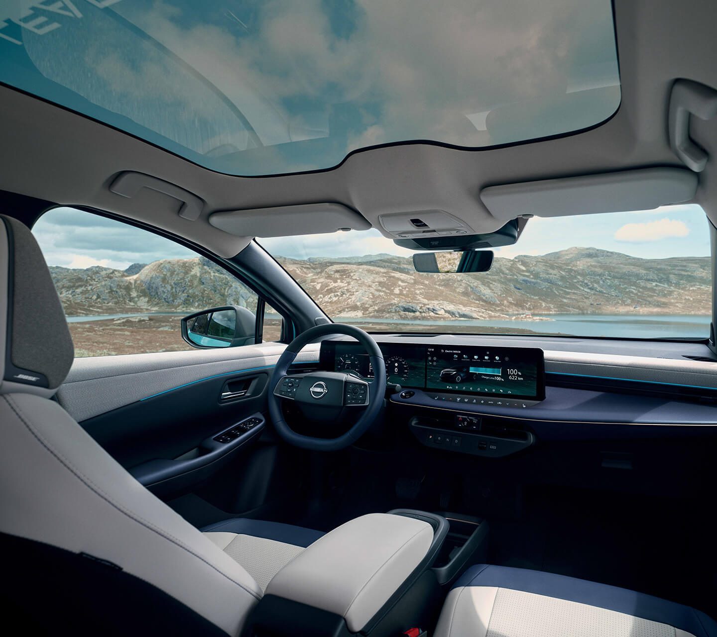 Bilde av turkis Nissan LEAF SUV elbil