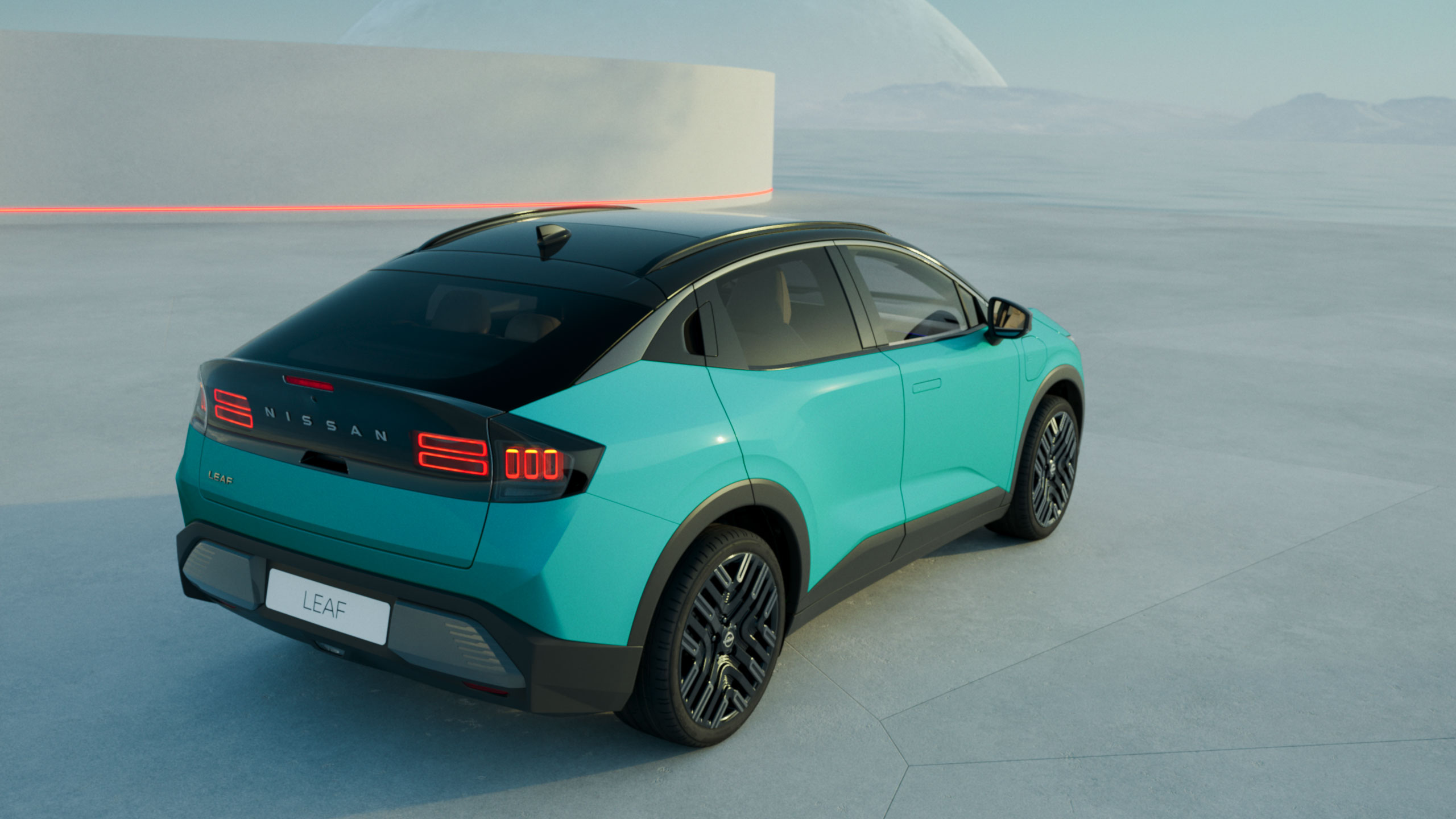 3/4-Heckansicht des neuen Nissan LEAF