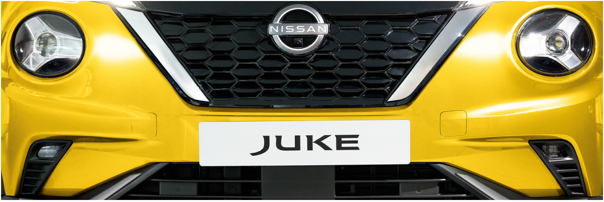 Front eines gelben Nissan Juke.