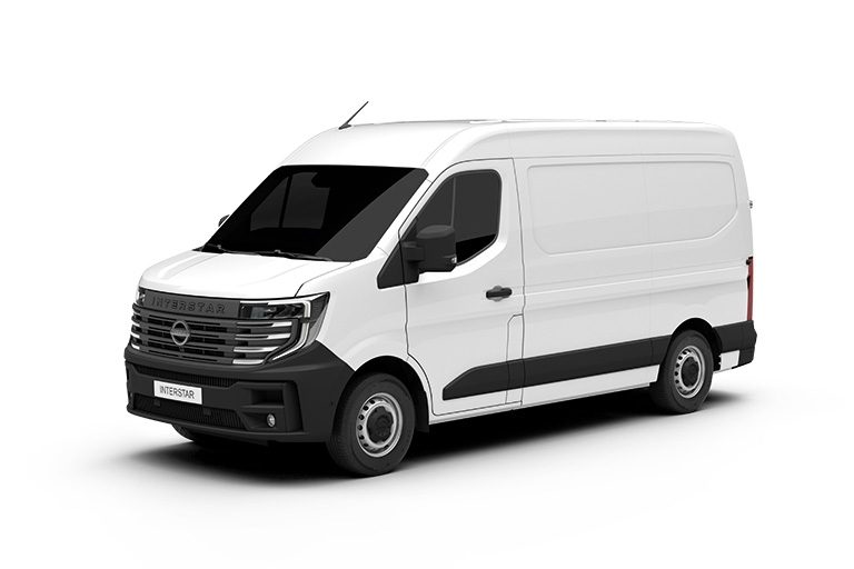 Das Bild zeigt den Nissan NV400 Visia, einen robusten roten Transporter, vor einem weißen Hintergrund.