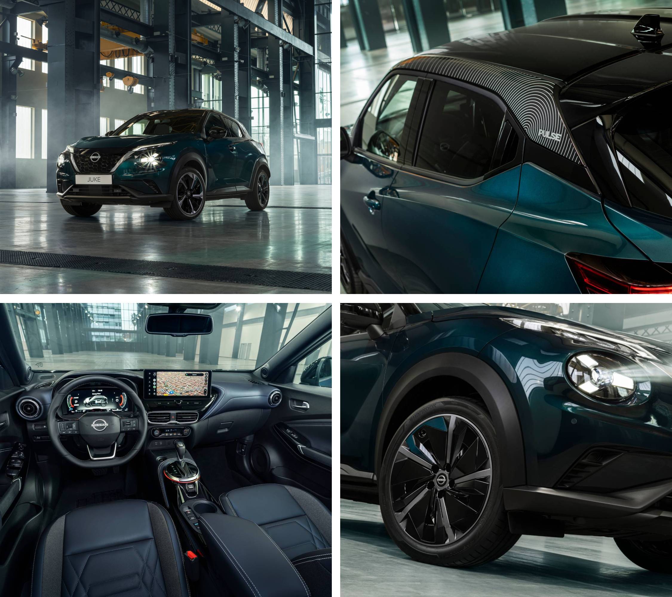 3/4 Frontansicht des Nissan Juke Redline Edition auf dem Dach eines Parkhauses 3/4 Heckansicht von oben des Nissan Juke Redline Edition auf dem Dach eines Parkhauses Blick auf das Cockpit des Nissan Juke Redline Edition von der Beifahrerseite aus Frontansicht des Nissan Juke Redline Edition auf dem Dach eines Parkhauses
