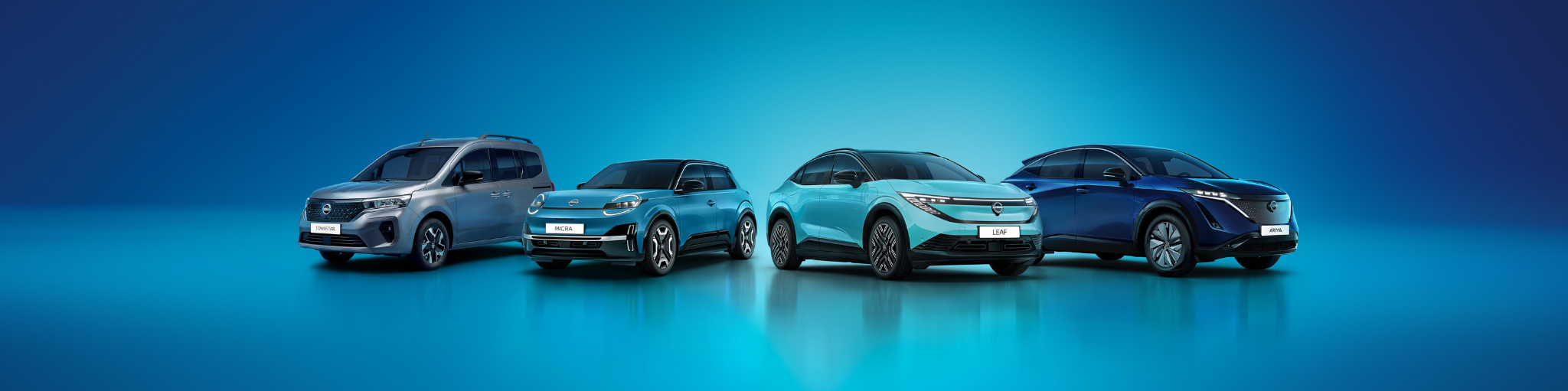 Gama Nissan vehículos 100% eléctricos: Townstar Combi, Micra, Leaf y Ariya