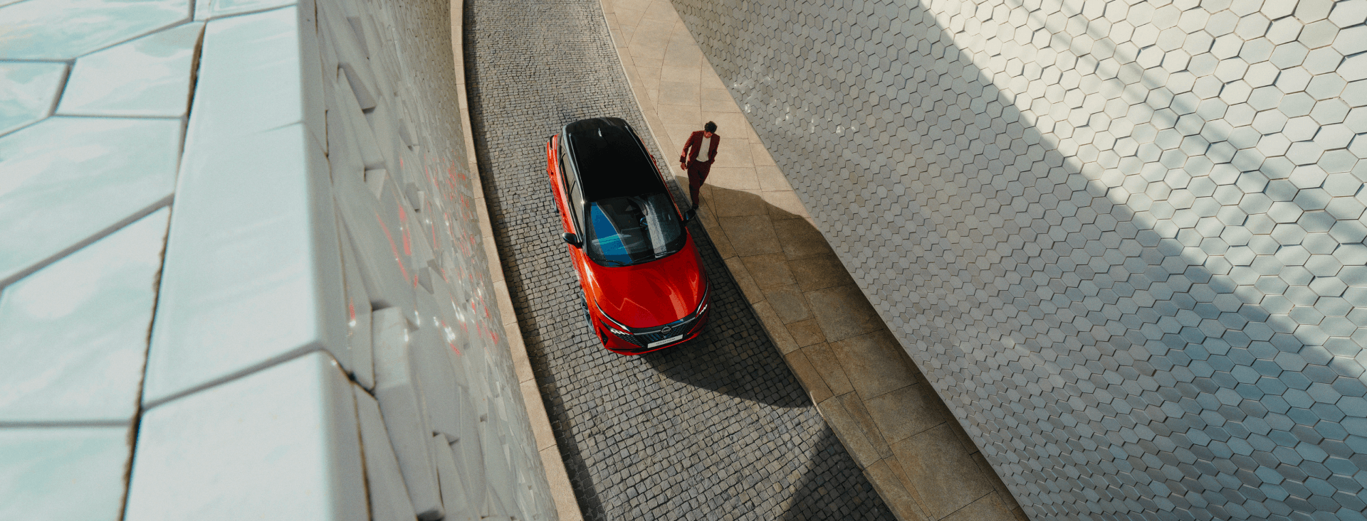 Vista aérea del Nissan Qashqai e-Power & SUV híbrido