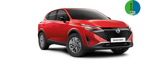 Nissan Qashqai Acenta rojo sobre fondo blanco