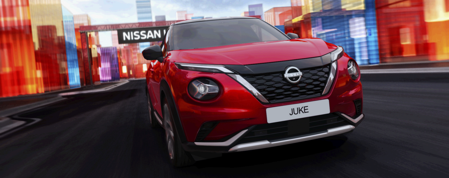 Nissan Juke híbrido circulando de frente