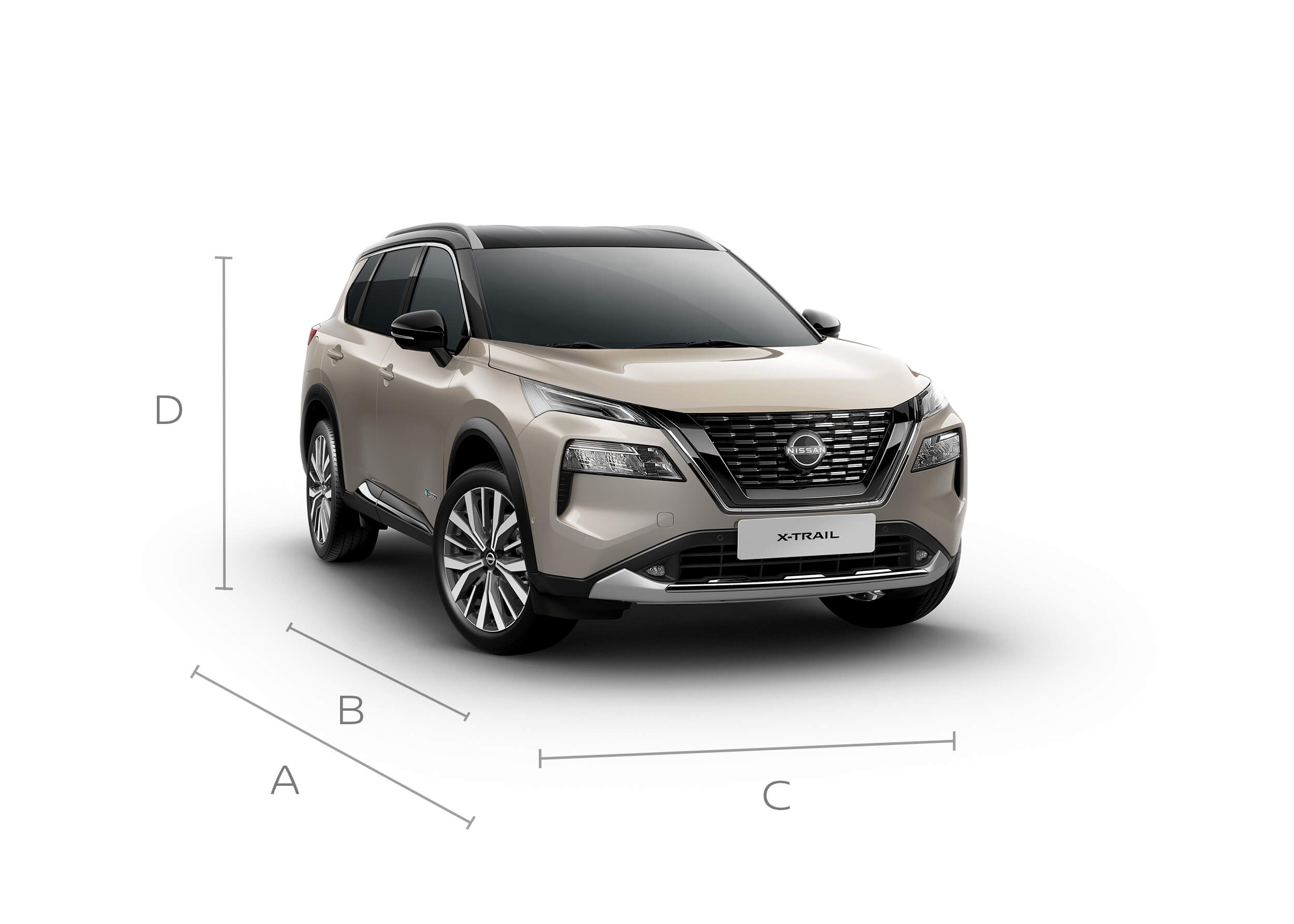 Ángulo frontal del Nissan X-TRAIL 