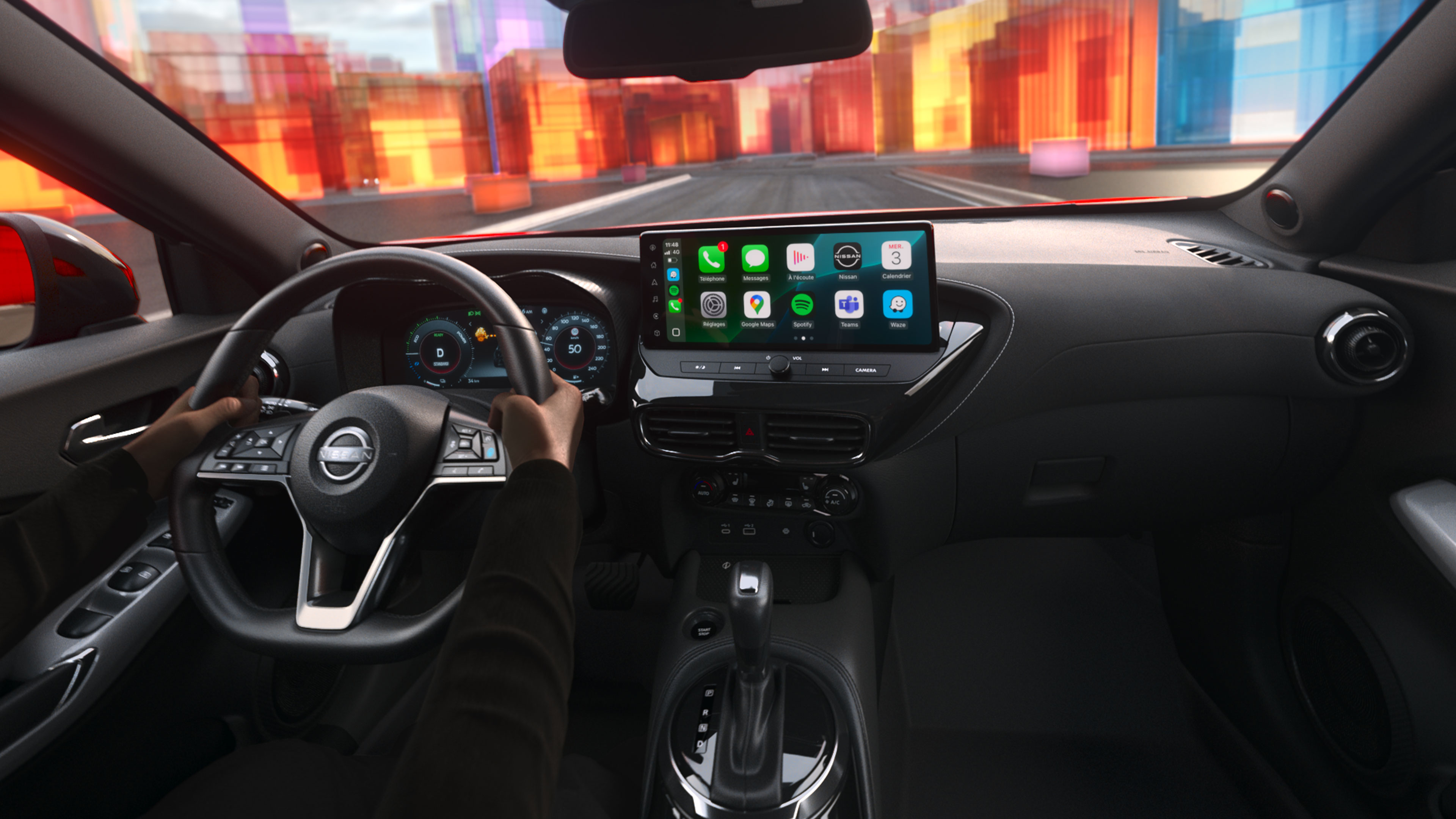 Nissan Juke intérieur vue du tableau de bord avec passager