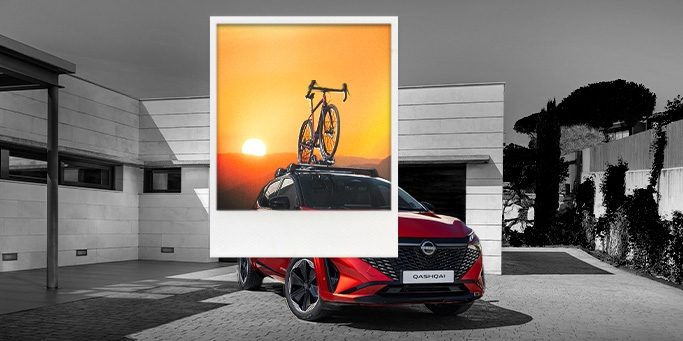 Family in a field with a Nissan Xtrail in the back