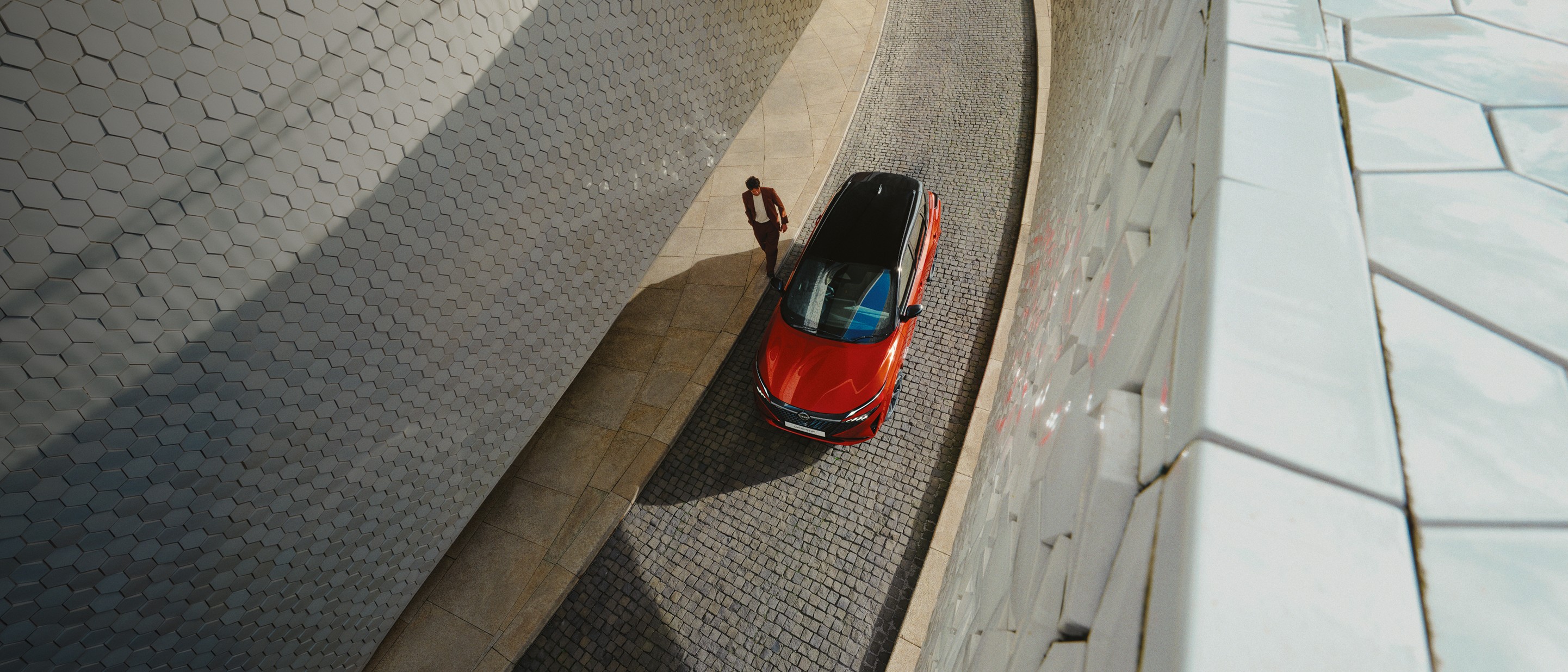 Aerial view of the Nissan Qashqai e-power & Hybrid SUV