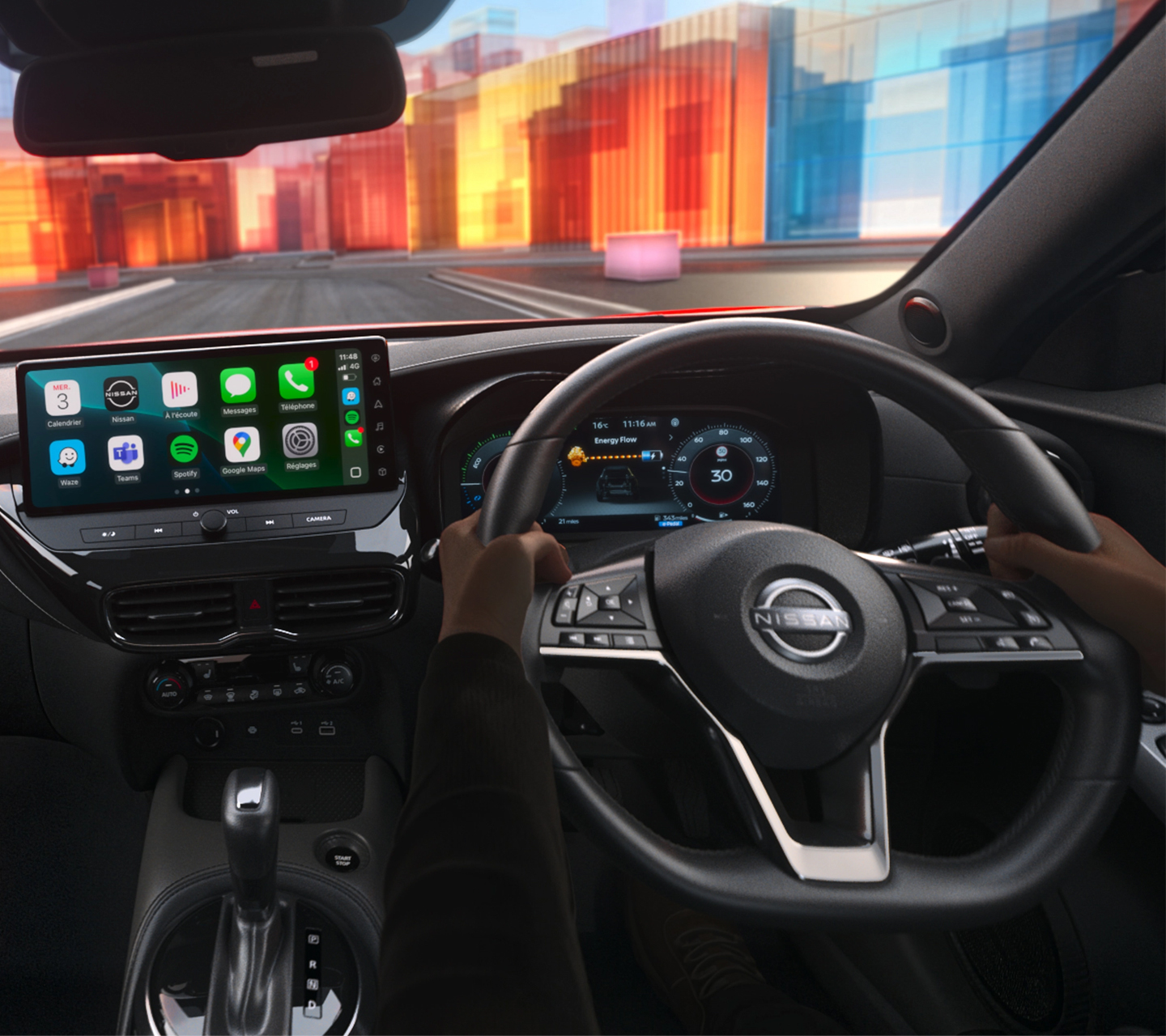 Nissan Juke front dashboard view showing NissanConnect screen