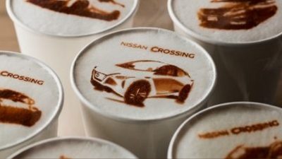 Nissan Crossing coffee drinks with macchi-art