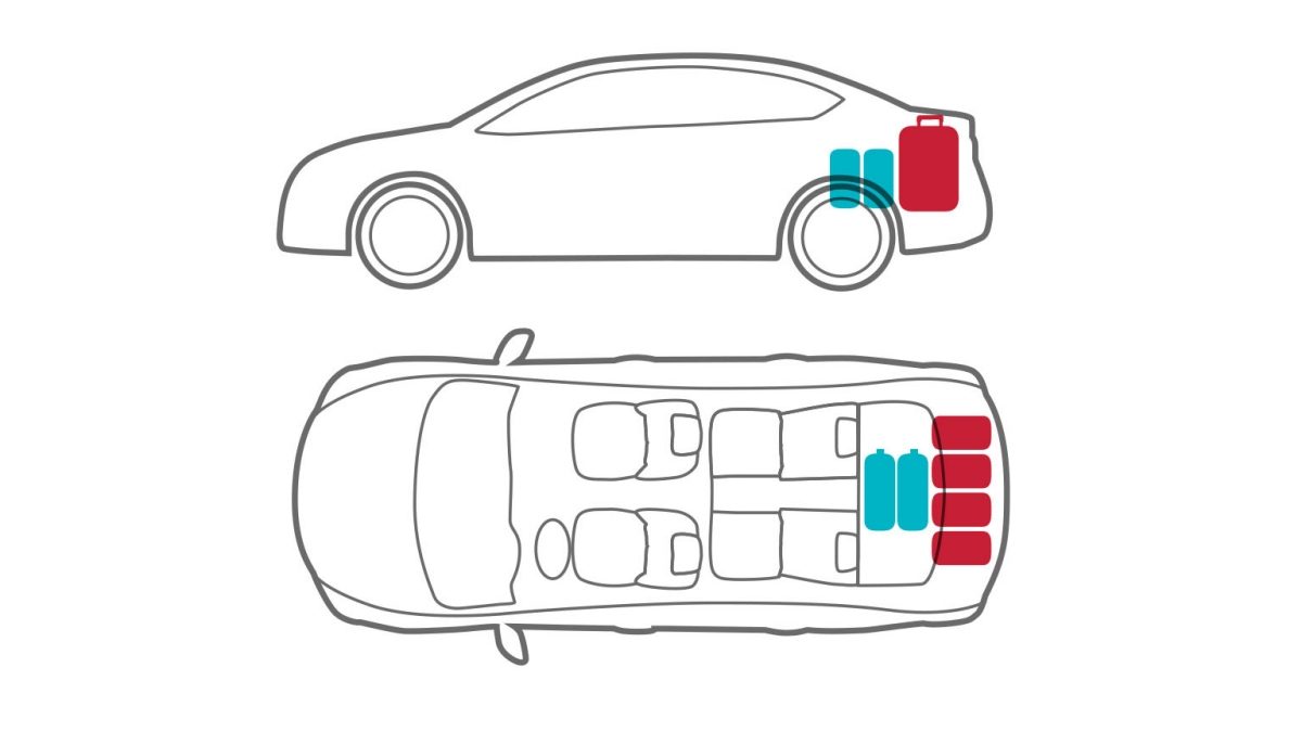 Animation of car with luggage in trunk