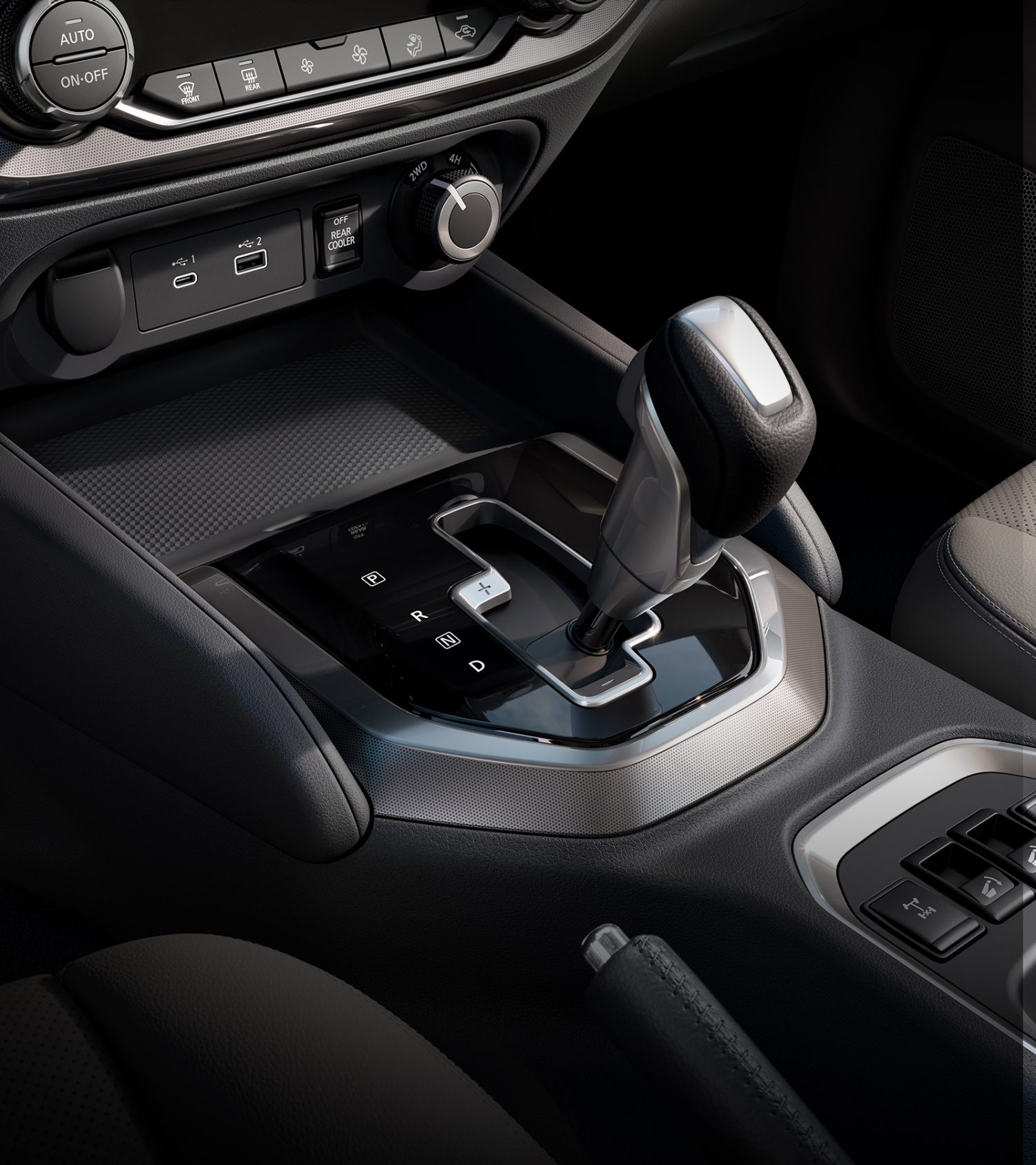 2021 Nissan X-Terra shifter control showcasing upgraded centre console