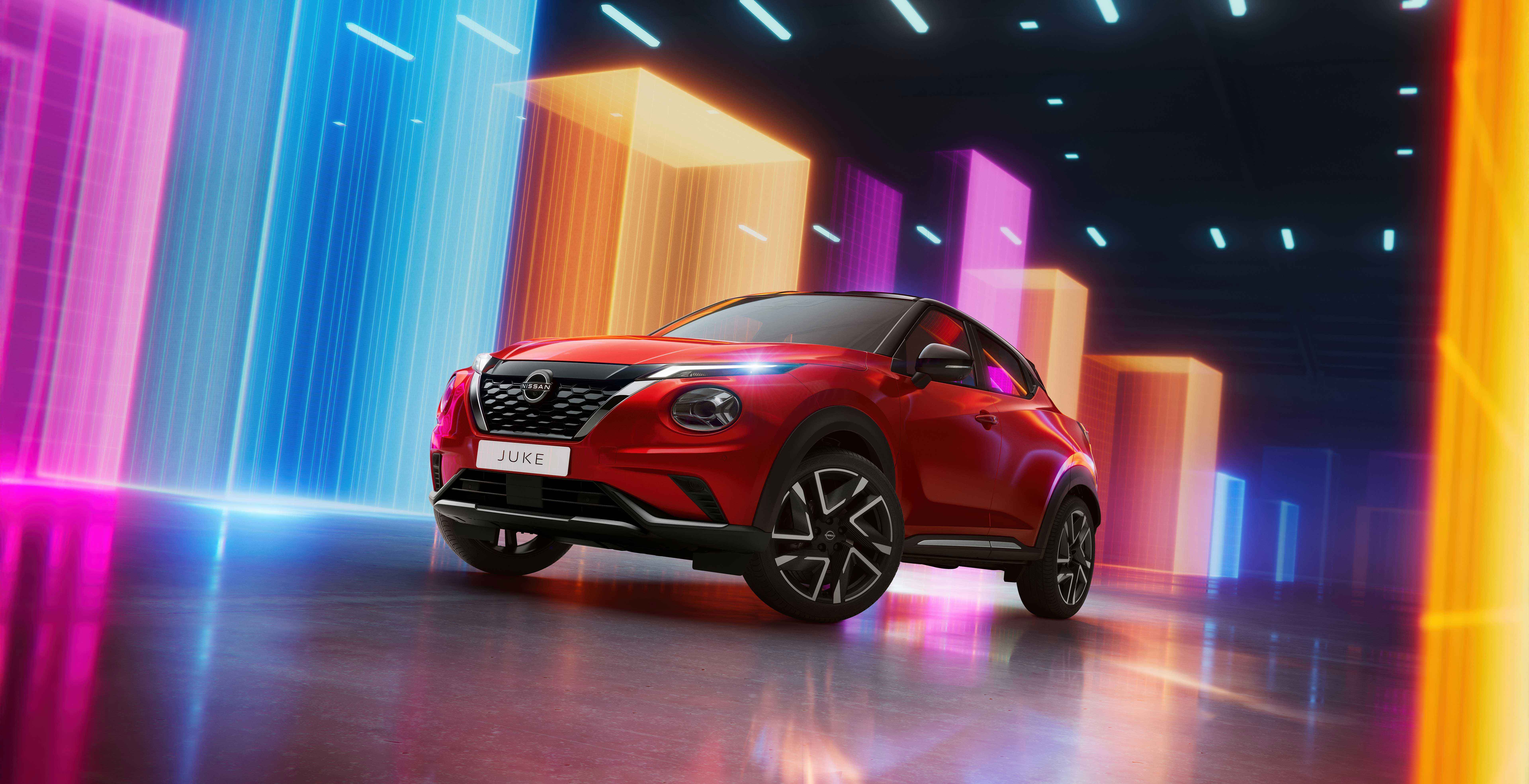 Nissan seen from above parked at an angle