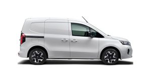 White Nissan Townstar EV with a white background