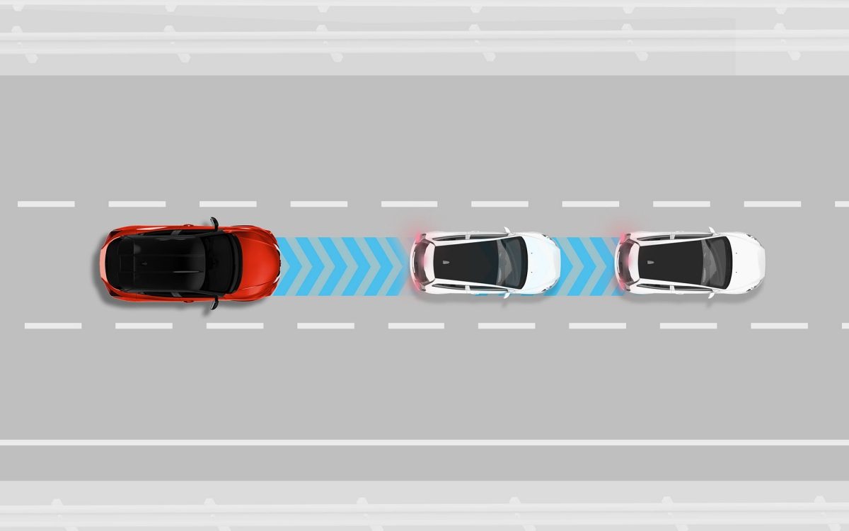 Illustrazione del sistema intelligente anti-collisione frontale di Nissan JUKE