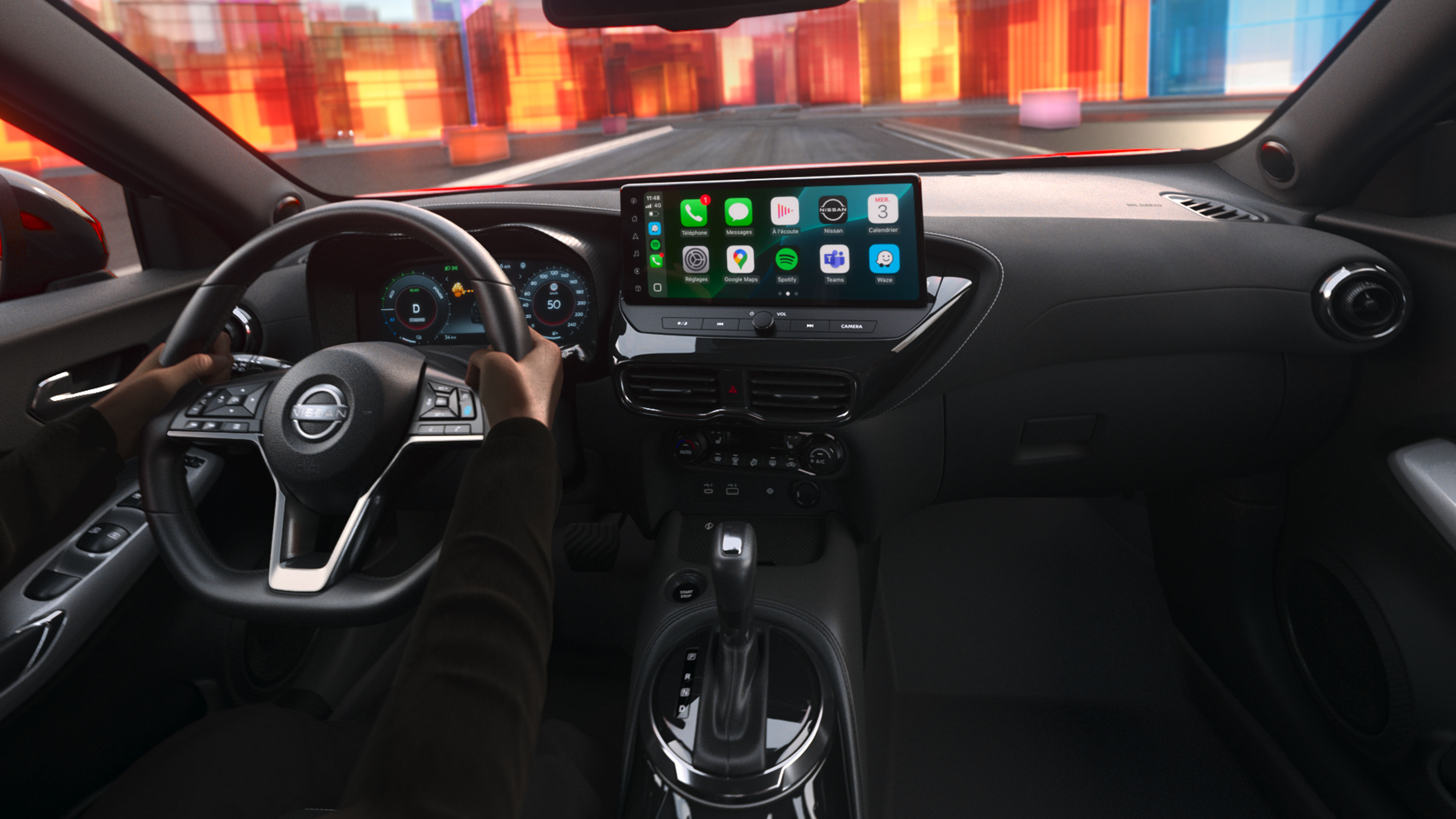 Vista degli interni del cruscotto anteriore di Nissan JUKE