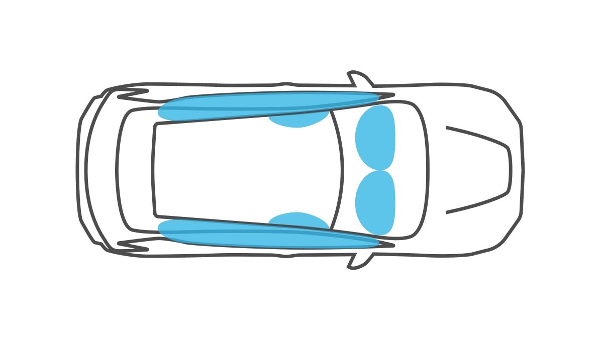 Illustration des airbags de la Nissan LEAF