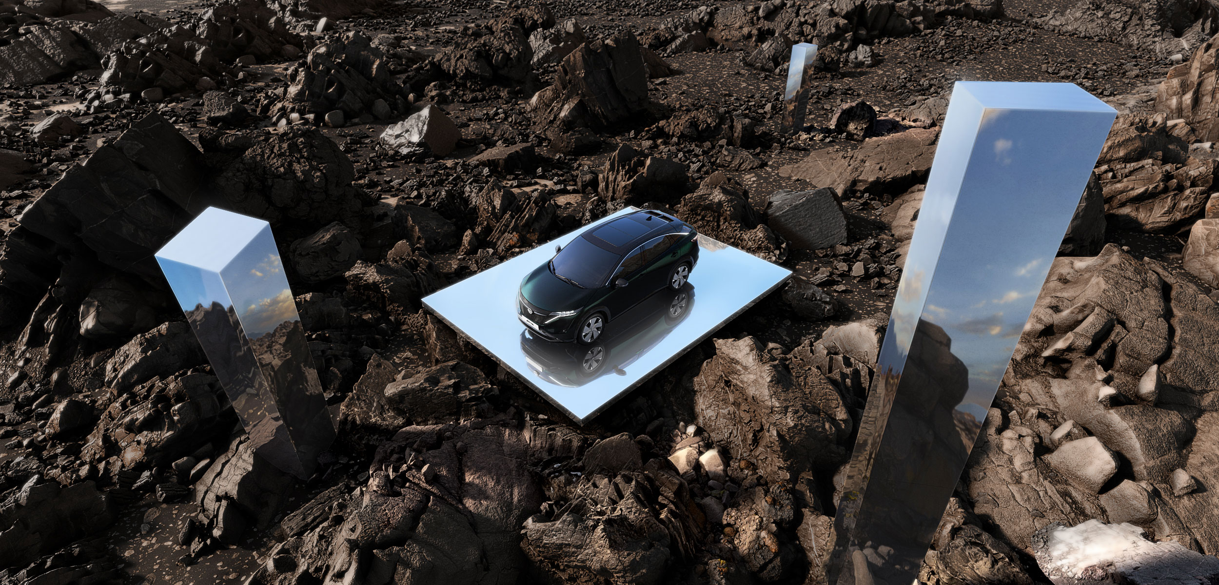 Grønn Nissan ARiYA elbil SUV med firehjulstrekk og lang rekkevidde