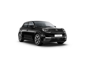 All-New Nissan Mirca in black on a clear background