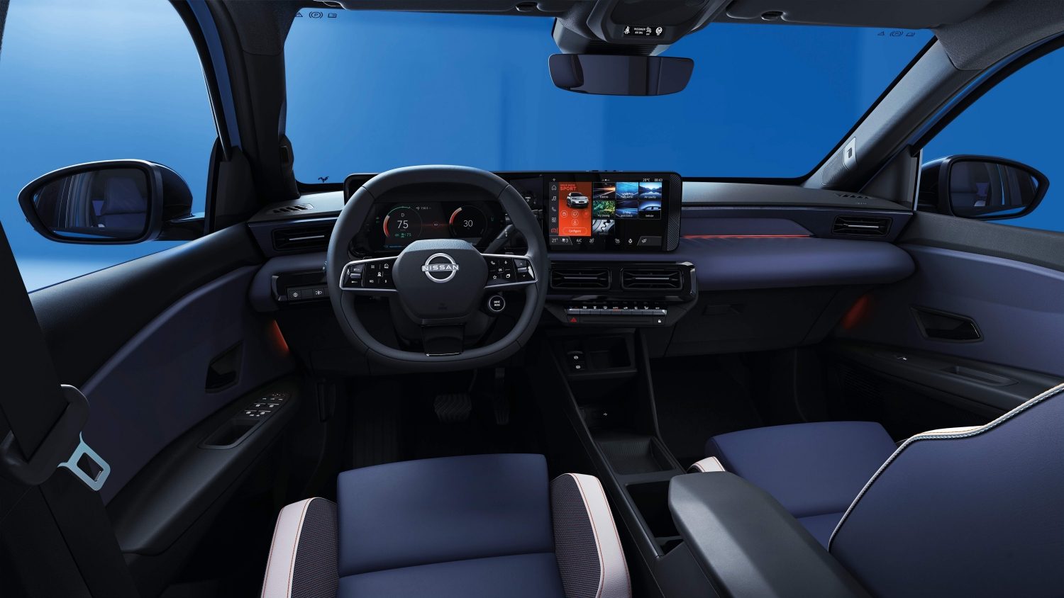 Bilde av en blå Nissan MICRA elbil