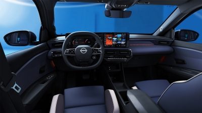 Nissan MICRA blå liten elbil bybil